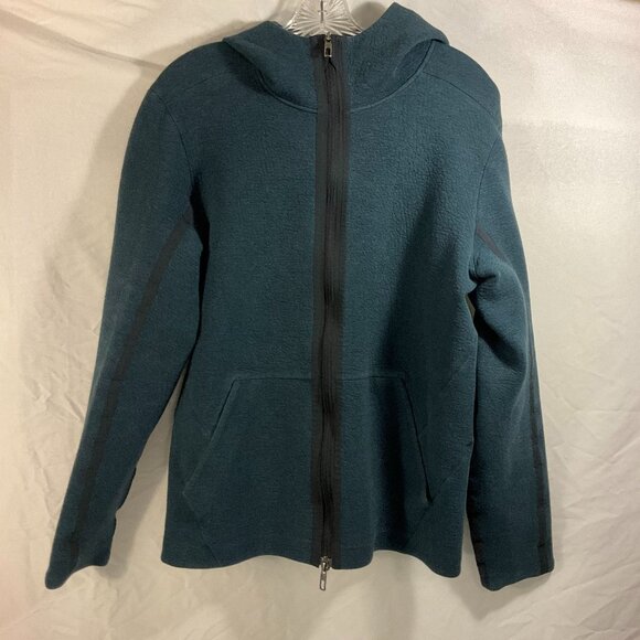 Lululemon Blue Stretch Fleece Full Zip Stratum Hoodie Sz MED Mens Gym Workout - Picture 1 of 8